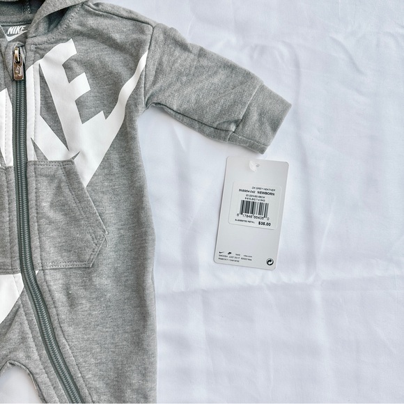 New with Tags Spellout Hooded Playsuit 🏁 by Nike; Size Newborn - Picture 2 of 4